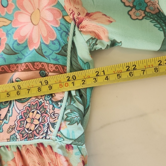 Floral Bohemian Midi Dress - Teal and Red - Picture 11 of 15